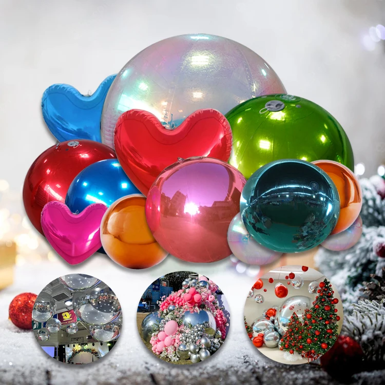 

Hot Sale Christmas Mirror Heart Shaped Balloon Festival Event Decor Inflatable Huge Mirror Balloons for Party Wedding Decoration