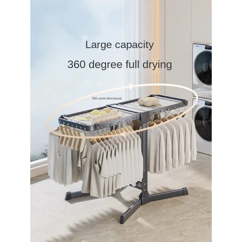 Foldable Clothes Drying Rack for Balcony Indoor Sunning Quilt Artifact Simple Thickening Clothes Pole