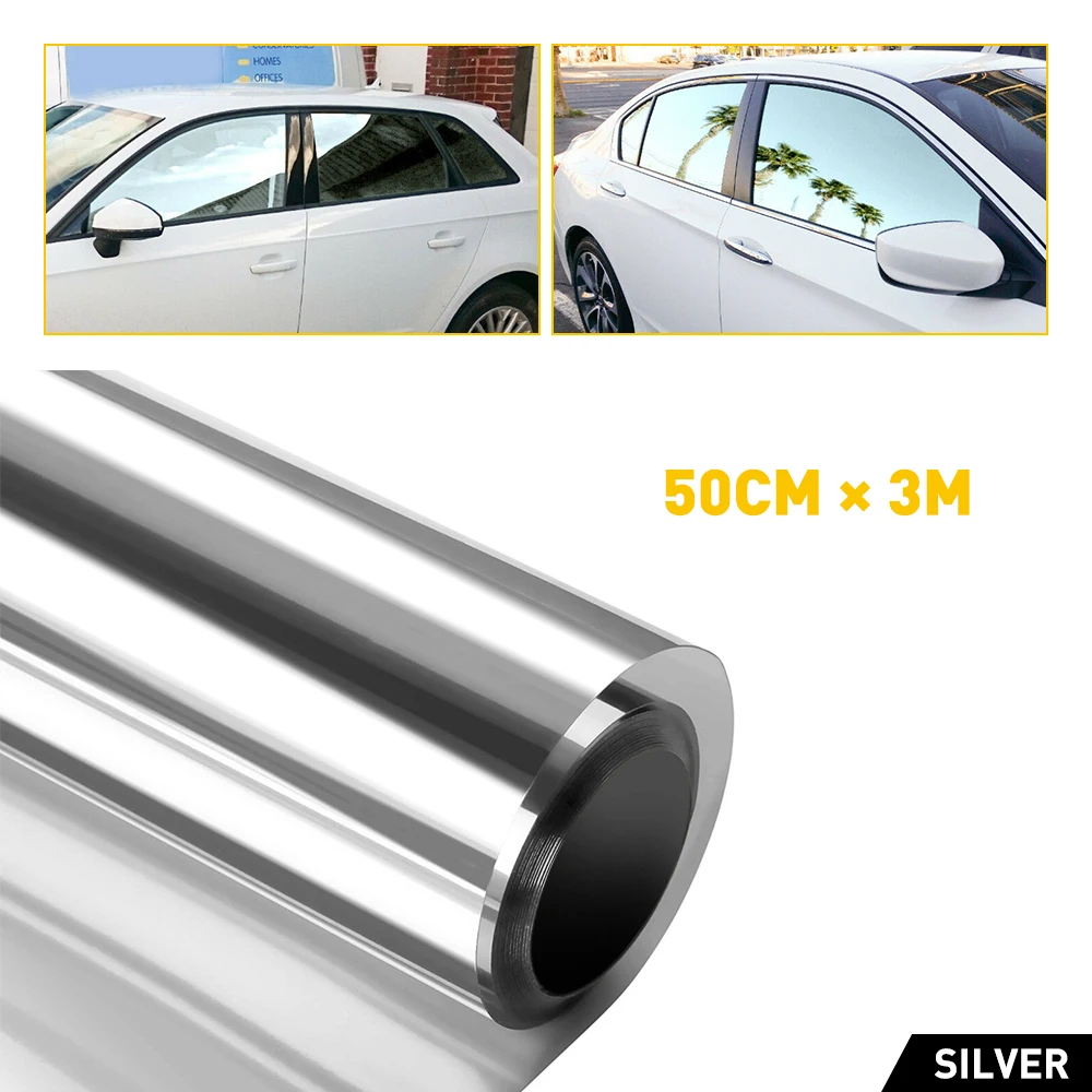 1Roll 3m*50cm Silver Car Window Foils Tint Film 35% 50% Percent VLT Window Tint Film Glass Sticker Sun Shade Film