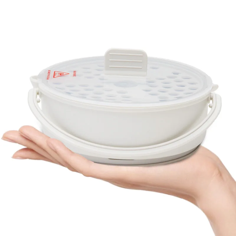 Penanak nasi listrik portabel dapat dilipat, panci panas Mini lipat multifungsi, mesin pengukus berkemah, perjalanan asrama