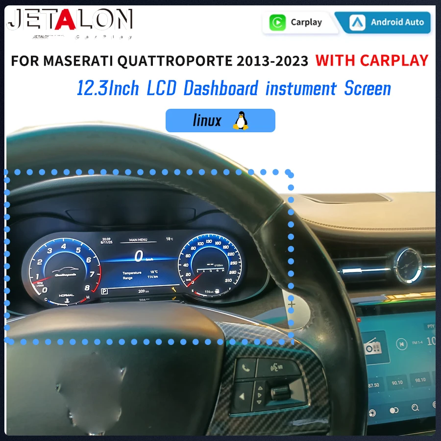 12.3inch New Car Digital Dashboard Panel Carplay For Maserati Quattroporte 2013-2023 LCD Instrument Cluster Cockpit Speedometer