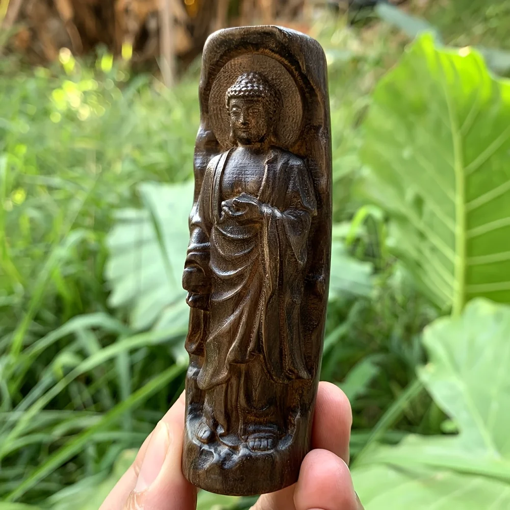 Hand-Carved Wooden Creative Buddha Statue, Suitable for Personalized Creative Tea Table Decorations, Office Desk Decorations