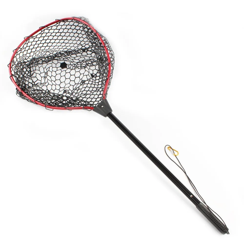 

High Quality 108cm Deep Rubber Net Aluminum Alloy Handle Telescopic Fishing Landing Net Fish Landing Nets