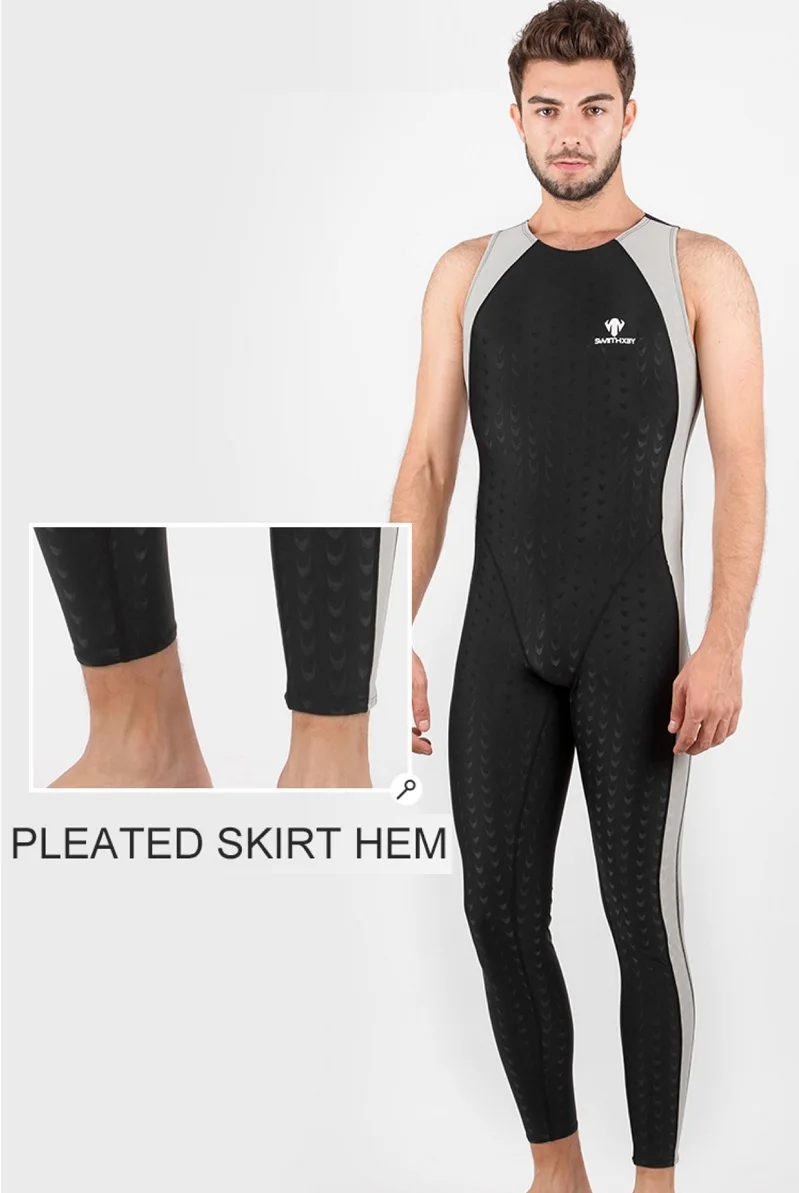 HXBY Schwarzer ärmelloser Racing-Wettkampf-Badeanzug für Herren, Badeanzug, einteilige Badebekleidung, Herren-Badeanzug, Plavky-Mann-Badeanzüge – Detail 4
