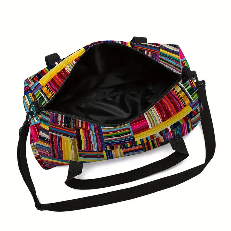 Bolsa de equipaje de gran capacidad con rejilla de rayas coloridas para niños y niñas, los mejores regalos, bolsa de mano de viaje con dibujos animados en 3D para niños