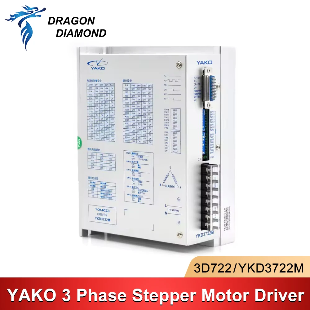 

1PC YAKO 3 Phase Stepper Motor Driver 3D722 YKD3722M AC110V-220V Match 3Phase Motor 86 110 130