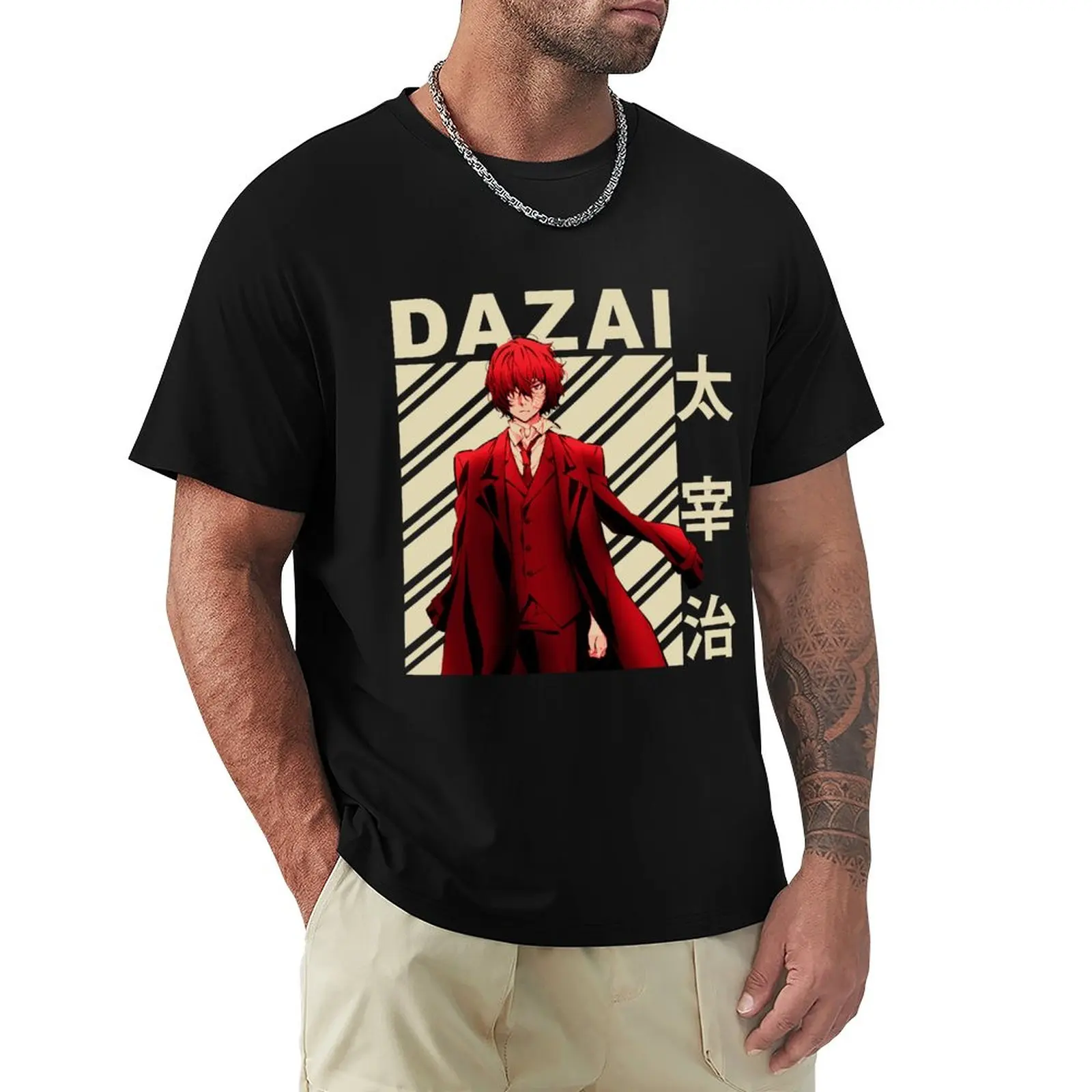 Dazai Osamu Vintage Art T-Shirt anime blacks heavy weight t shirts for men