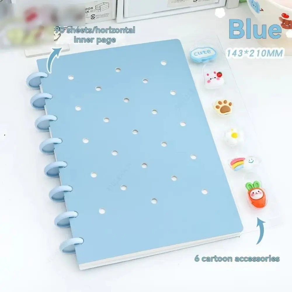 Creative A5 Loose-Leaf Book Detachable Cartoon Detachable Notepad Thickened Paper Horizontal Lines Mushroom Buckle Hole Notebook