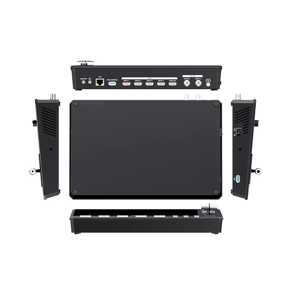 FEELWORLD L4 5ch 10.1" Layar Sentuh Pengalih Mixer Video Multi-kamera dengan HMDI, SDI, Output USB3.0 Streaming Cepat