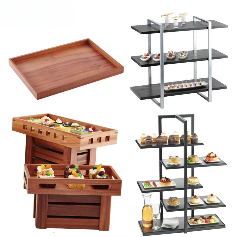 Chinesisches Restaurant, Küchenausrüstung, kalte Etiketten, Buffetservice, Tabletts, Ausstellungsständer aus Holz und Hotelerhöhungen