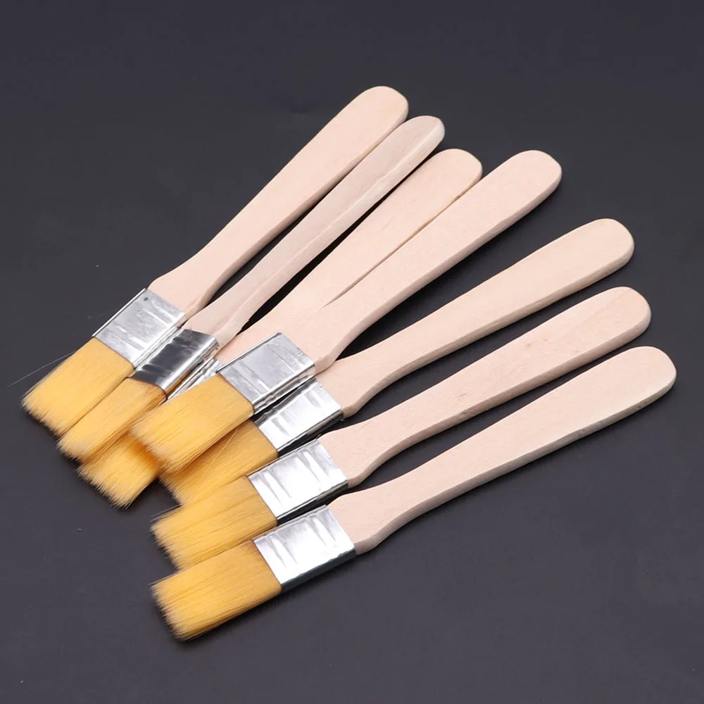 Yellow Nylon Square-Wash Paintbrushes Mini Solid Wood Handle For Clean The Dust And Students Art Painting Oil Brushes