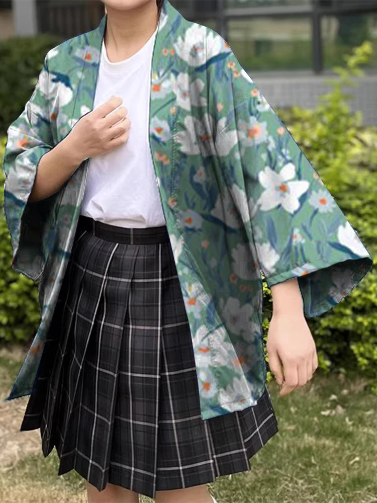 

Beach Holiday Sun Protection Cardigan Japanese Traditional Printed Kimono Mori Women Kimono Cardigan Fabric Is Soft Comfortable