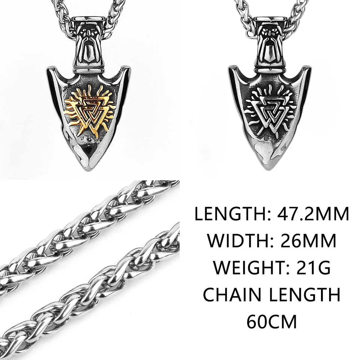 HNSP Stainless Steel Viking Rune Pendant Anchor Style Chain Necklace For Men Vintage Jewelry Accessories Male