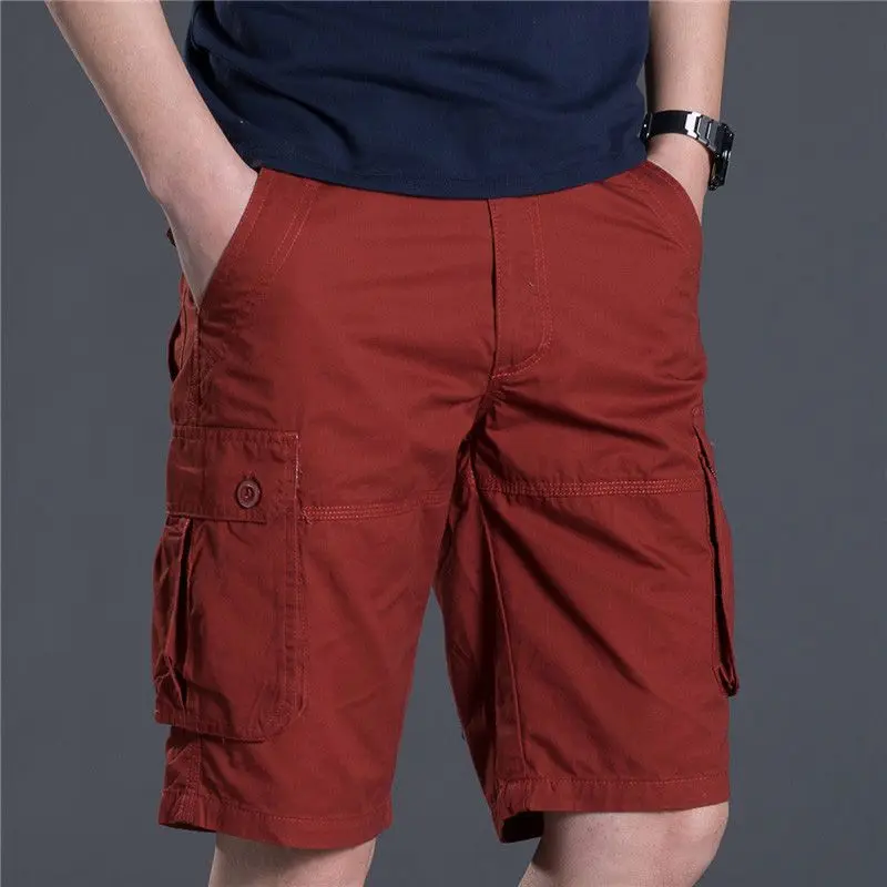 Men's Summer Casual Cargo Shorts Loose Fit Cotton Multi Pocket Straight Leg 5 Inch Inseam Streetwear Trousers