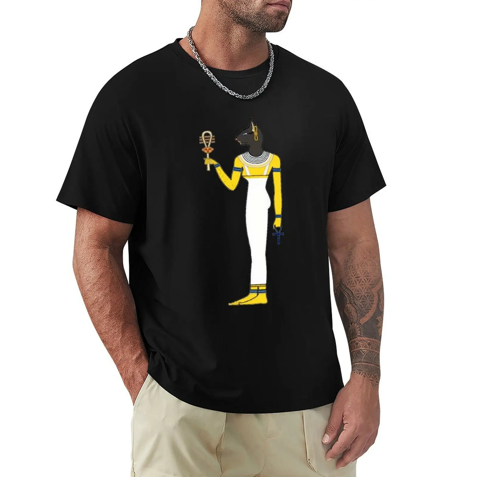 

Bastet, Ancient Egyptian Warrior Goddess design T-Shirt Classic Print Short Sleeve Shirt