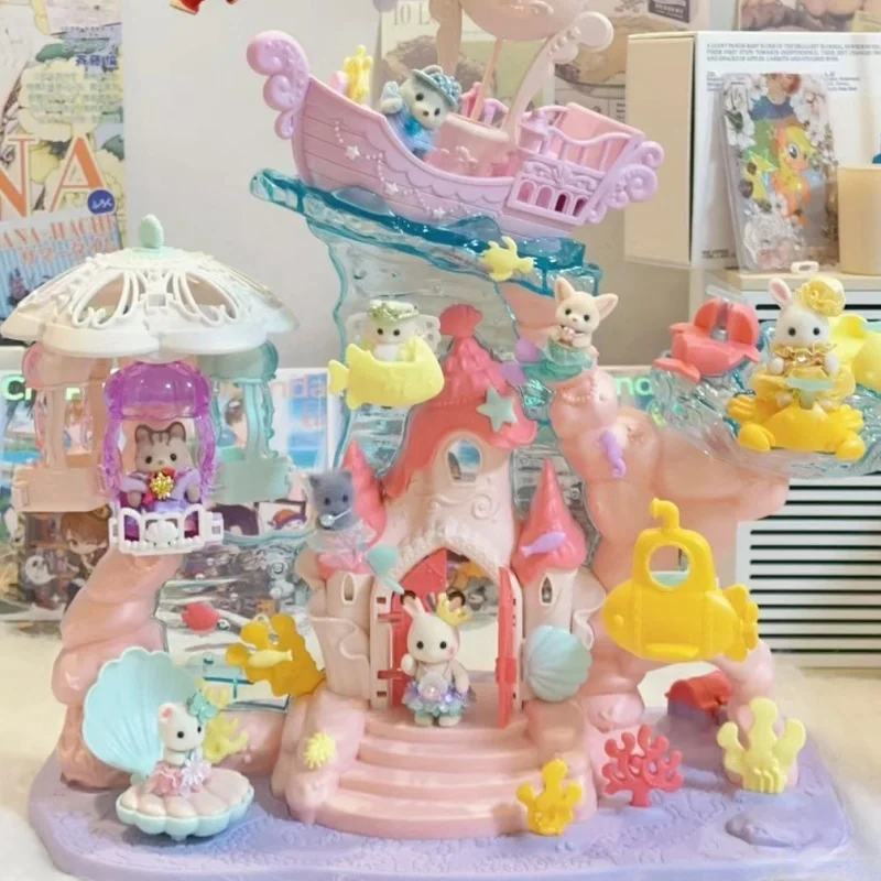 Miniatura Móveis Floresta Família Brinquedo para Meninas, Anime Personagem, Sonho, Princesa Kawaii, Cinco Bonecas Set Box, Casa, Presentes