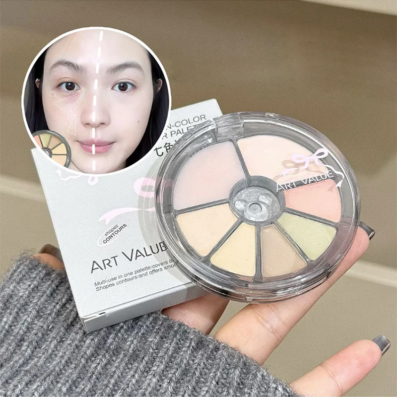 Placa correctora de siete colores, vestido delicado para modificar el ranura de desgarro, iluminar el color de la piel y repara la placa multiusos