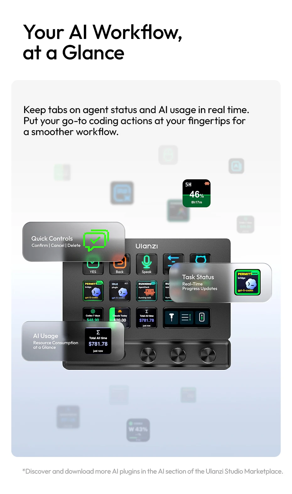 Ulanzi D200X All-in-One Creative Deck Desktop Control Hub for Video Photo Post-Processing Smart Lighting Studio Livestreaming