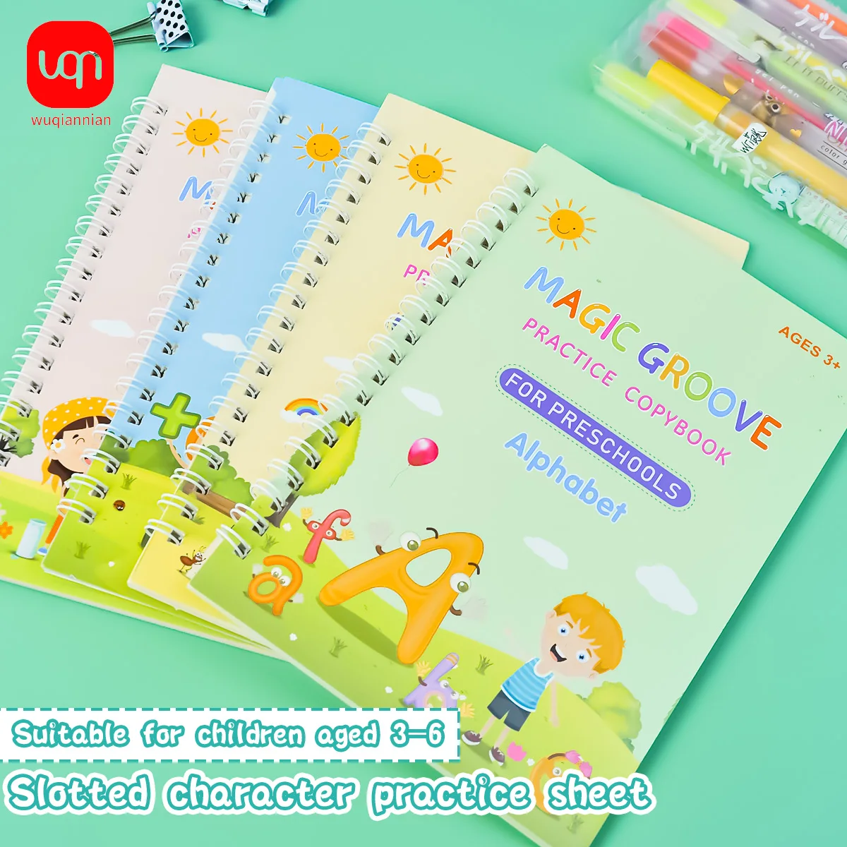 WQN-1PC Magic Groove Practice Copying Pen, Children's Reusable Writing Book, Children's Calligraphy, Preschool English 2025