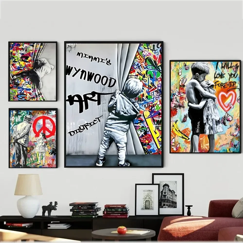 Banksy Street Graffiti Art Vintage Wall Art Painting Study Aesthetic Art Large Size Wall