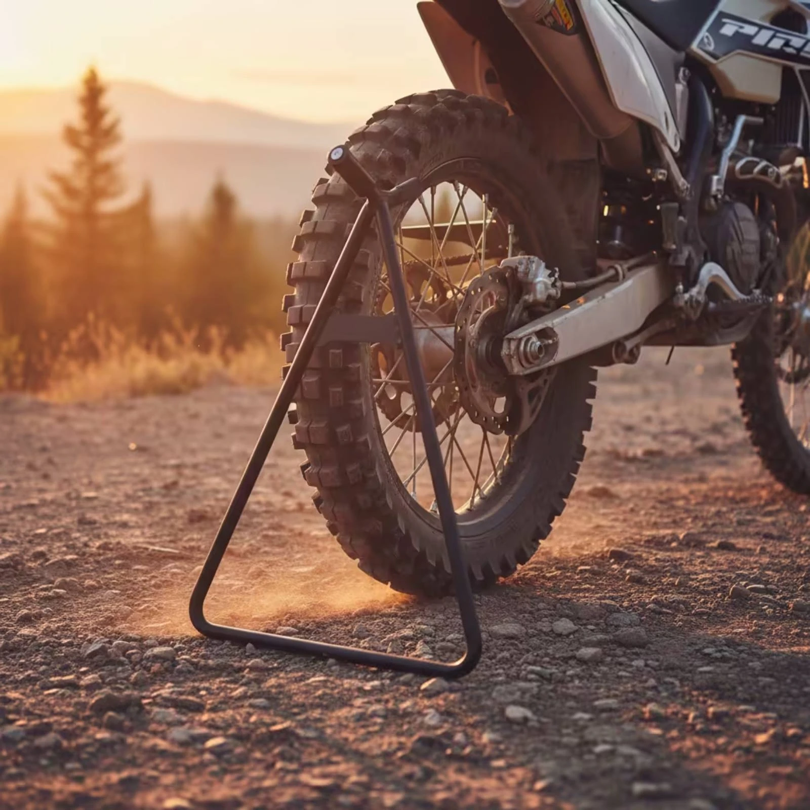 Dirt Bike Triangle Stand Cylindrical Motorcycle Triangle Stand Dirt Bike Kickstand Stable Universal for Riders, Maintenance view 3