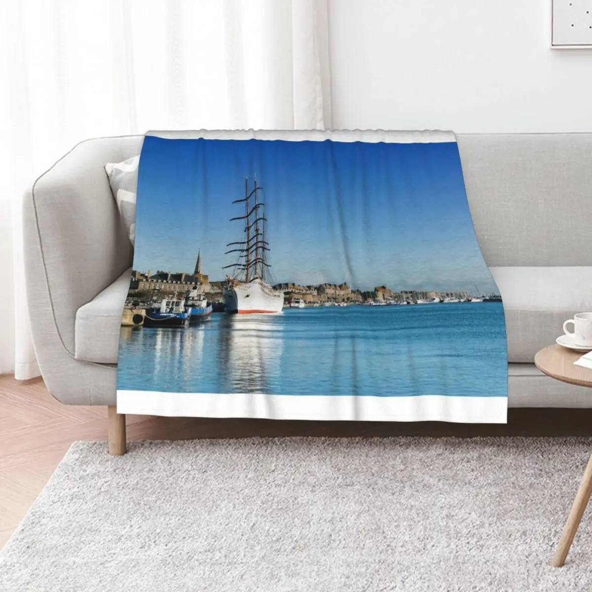 Sea Cloud II at Saint Malo Throw Blanket warm winter Decoratives Giant Sofa Luxury Designer Designers Multi-Purpose Blankets
