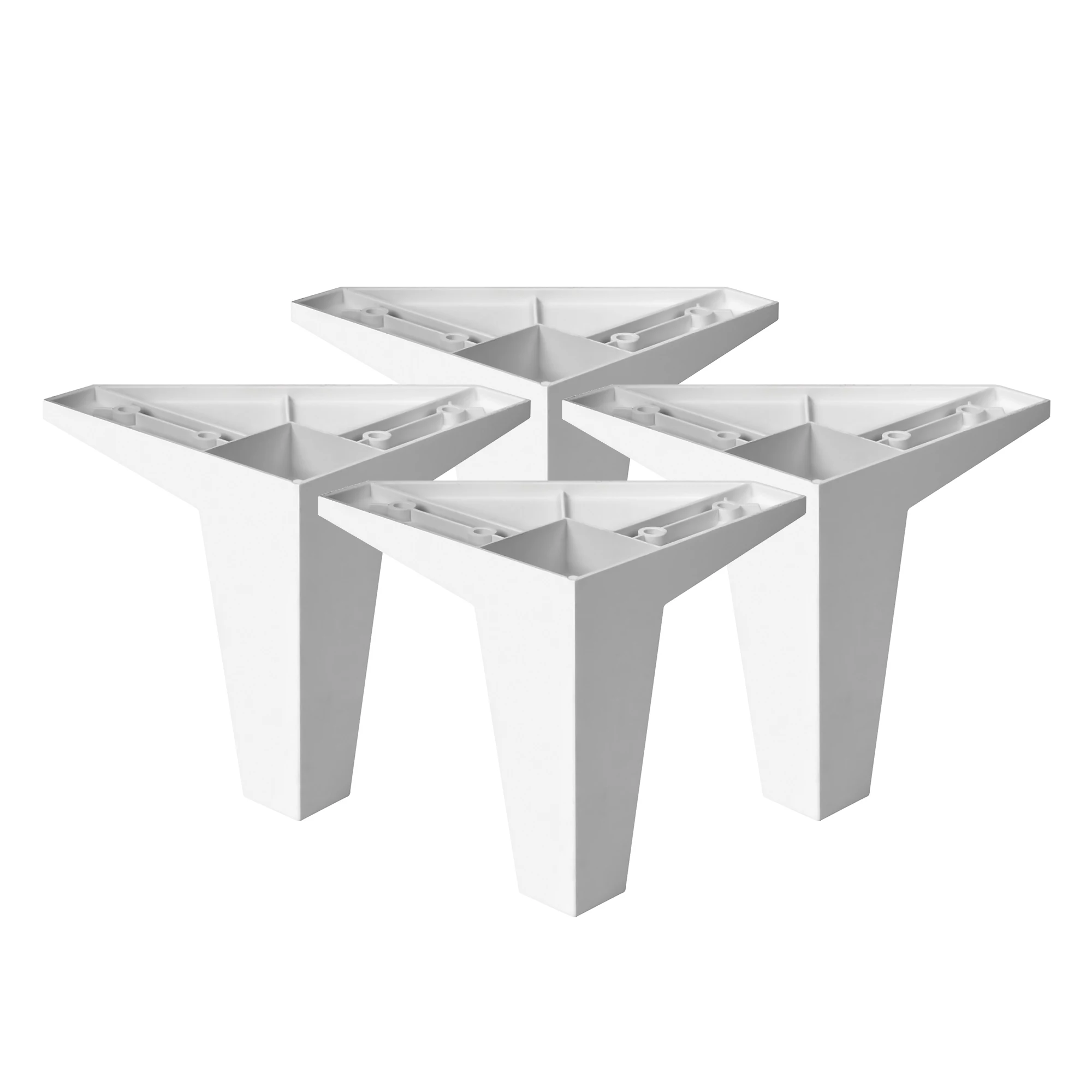 4un. Pata Inclinada pie mueble nórdico escandinavo en resina plastica ABS ANTIHUMEDAD color blanco. Altura 100mm