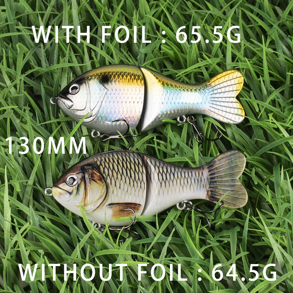 Chan's Huang 2PCS Glide Bait Fishing Lures 130MM / 5.11INCH Sinking Slider Segments Hard Bait Single Jointed Bluegill Swimbait