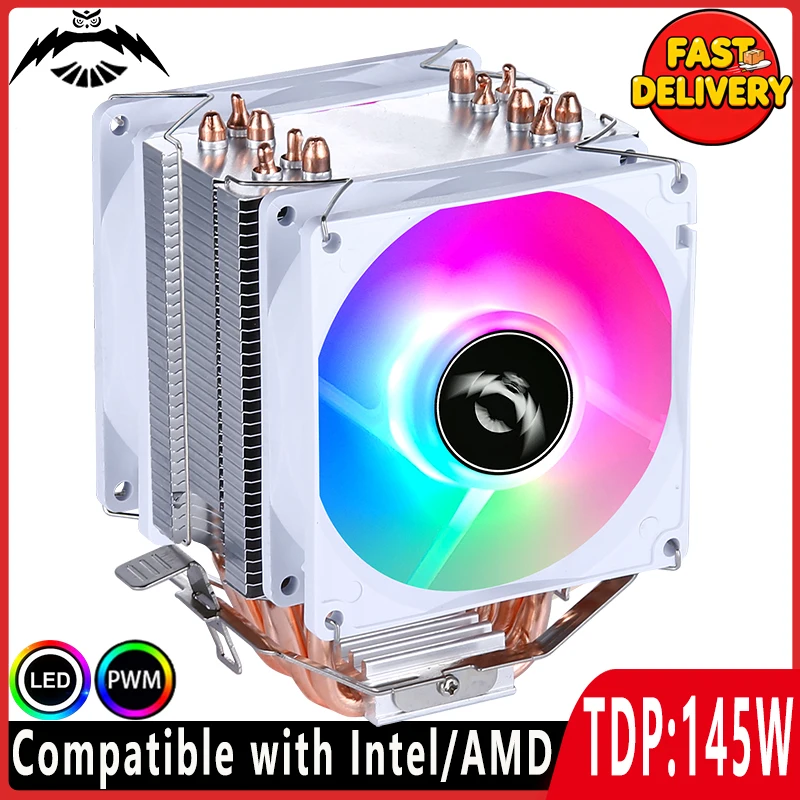 90mm Fan 4pin/PWM Hot Sale CPU Cooler 2/4/6 Heat Pipe Processor Compatible Supports All Sockets I3 I5 I7 X79 X99 LGA2011 1700 AM