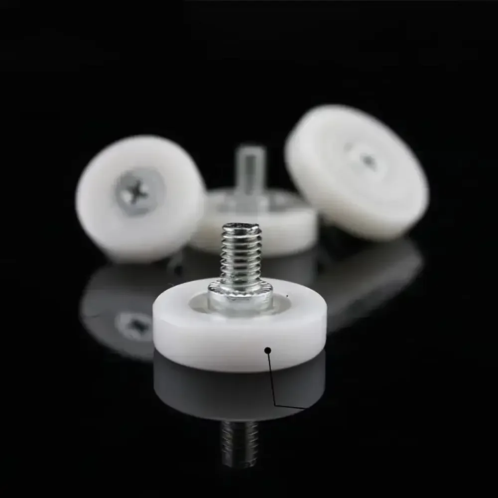 1Pcs With Screw Drawer Bearing Pulley Flat M6 External Thread Cabinet Moving Wheel Nylon Metal Sliding Door Roller Furniture view 3