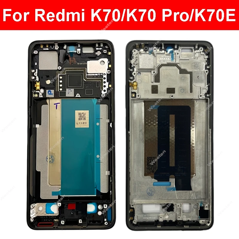 

Крышка рамки ЖК-дисплея для Xiaomi Redmi K70 K70E Pro с боковыми кнопками, гибкий кабель, средняя рамка, держатель, детали рамки