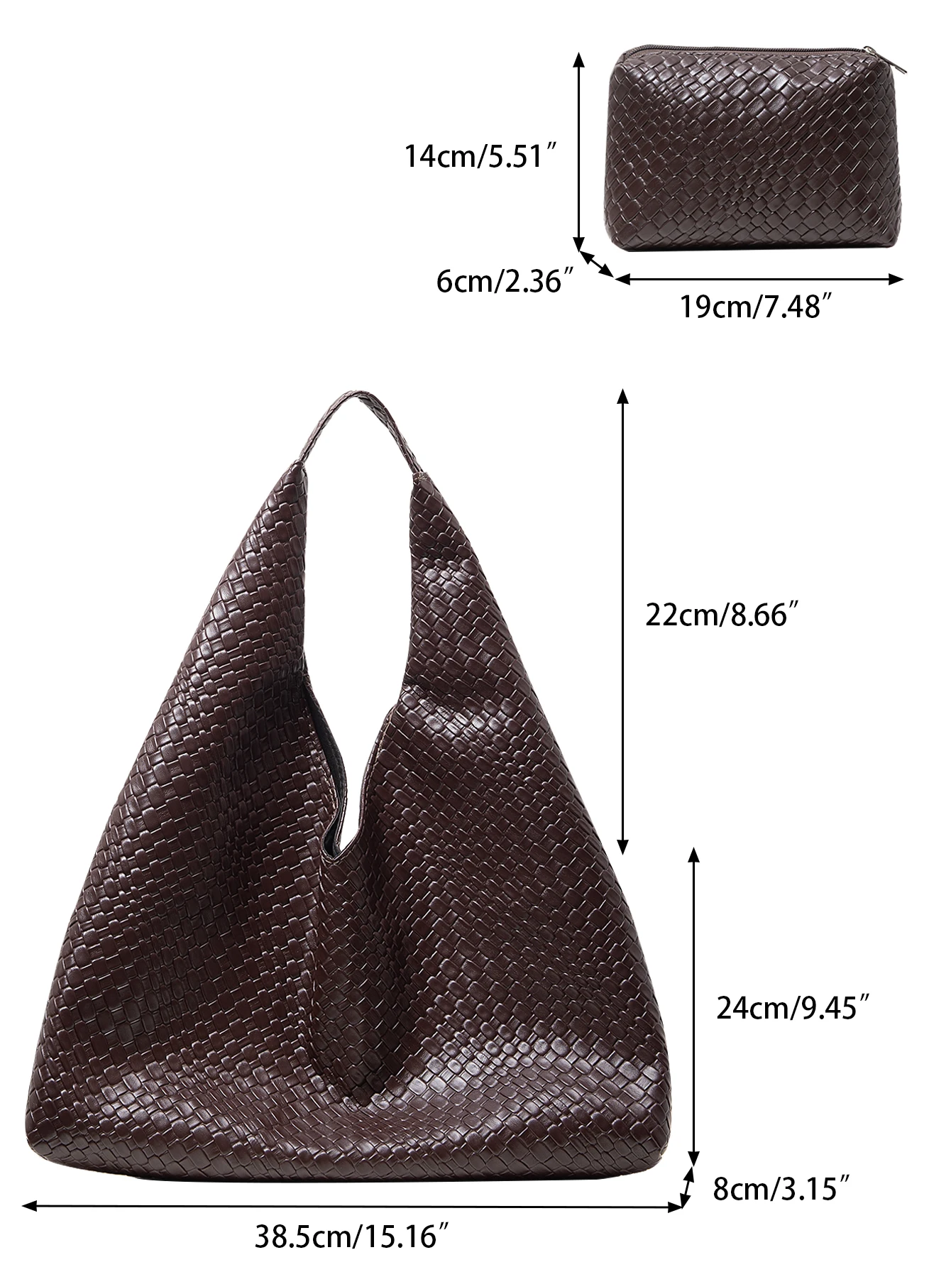 Retro Faux Leather Woven Pattern Shoulder Bag, Large Capacity Tote Bag, Normcore Casual Handbag, Large Tote Bag with Wallet, Mother-In-Law Bag, Combination Bag, Women's Commuter Bag (Random Pattern) image 5