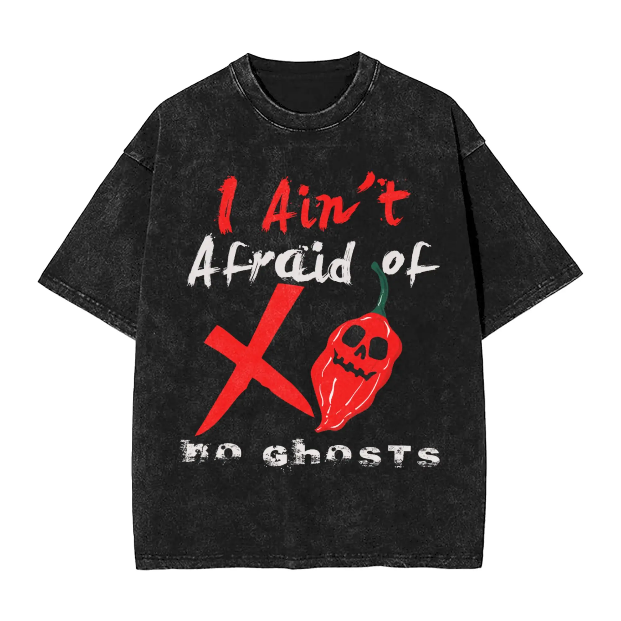 Ain't Afraid of No Ghost Pepper Chili Head T-Shirt Men Cotton Tee Shirt Round Collar Short Sleeve T Shirt New Arrival Clothes