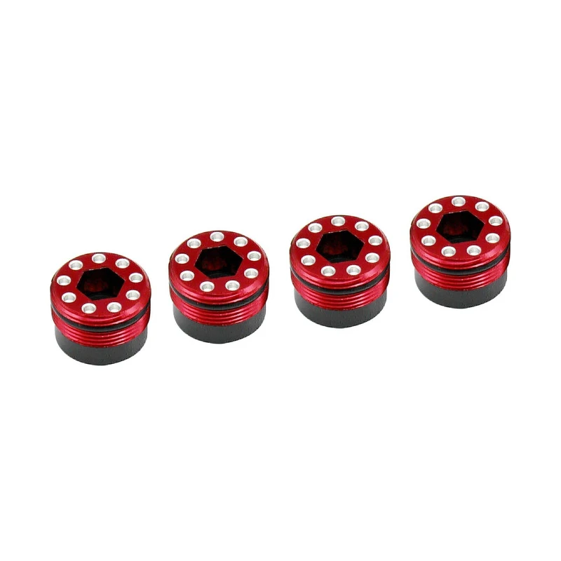 Hot Racing Red 6061 Alum O-Ring Delrin Cap Hub Nuts Pillow Block 4pc 1/5 Arrma Kraton 8S Replace ARA330582 Fits ARA330558