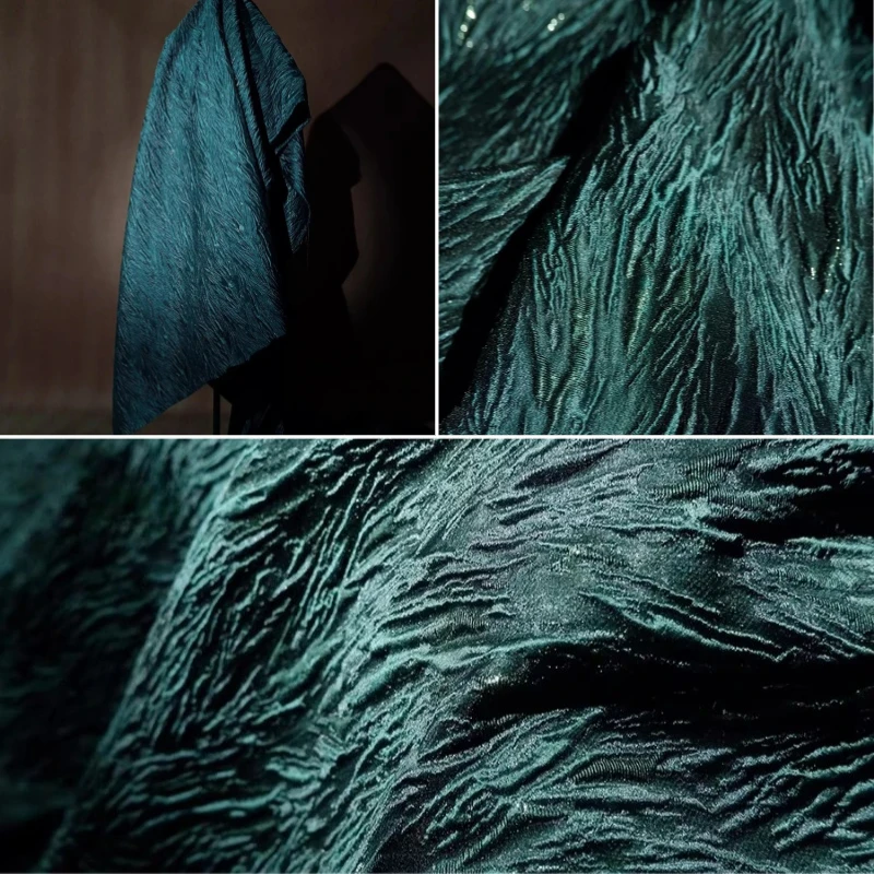 

Ретро-ткань жаккард «Глубокий зеленый ива» с текстурой, дизайнерский материал для рукоделия, для создания одежды, сумок, декора и фонов