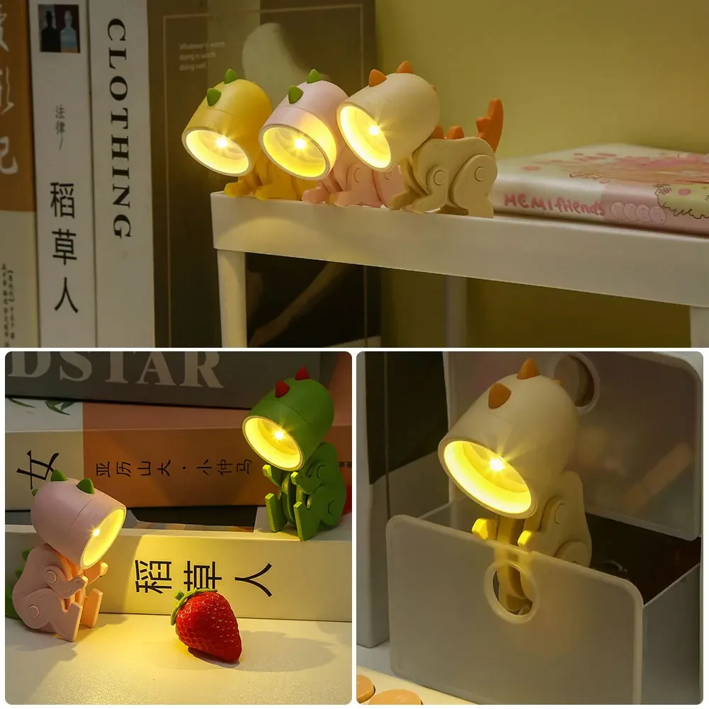 

1pc Mini Cute Cartoon Pet Table Lamp Folding Dimmiable Adjustable Angle AAA Battery Powered LED Night Light Eye Protection Lamp