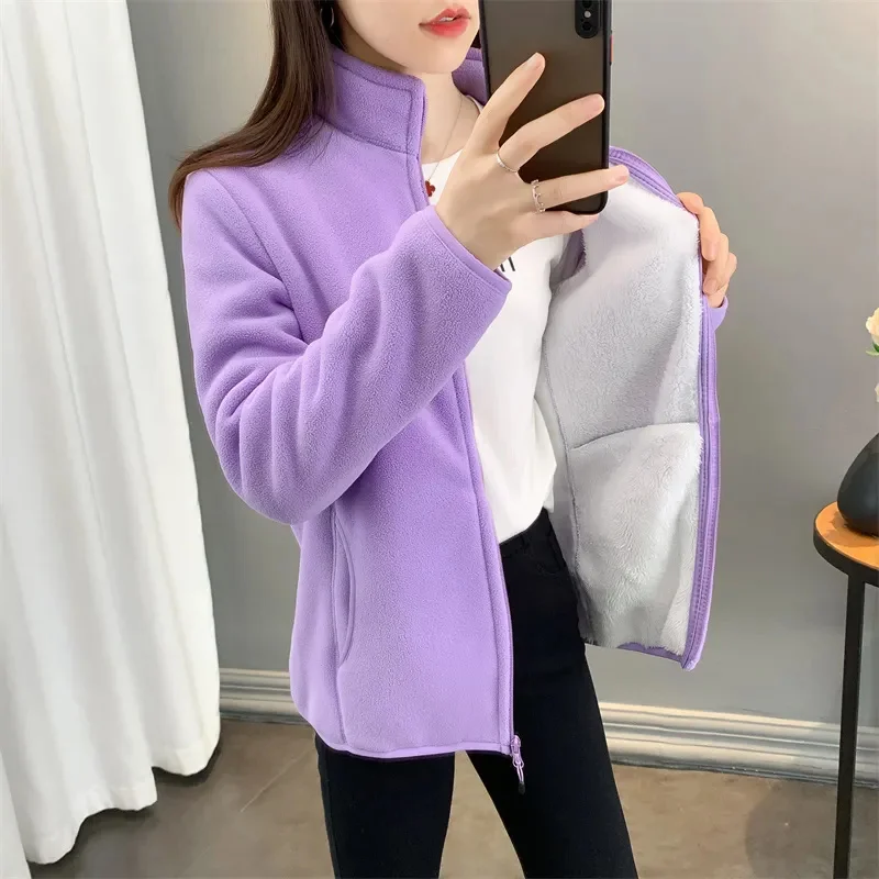 Polar Fleece Jacket Women Autumn Winter With Thickened Fleece For Warmth Coat Female Double-sided Fleece Jackets