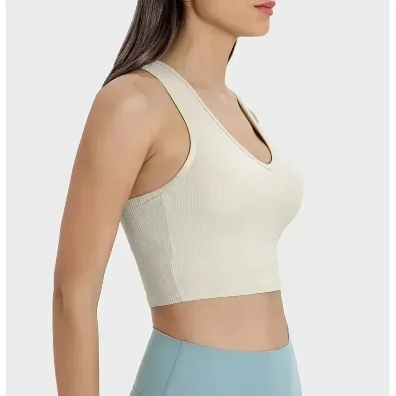 

Lemon Ribbing Sport Bra Top Women Gym Yoga Crop Workout Top Vest High Support Fitness Bralette Push Up Running Tight Underwear