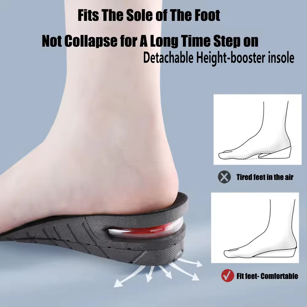 Height Increase Insoles Air Cushion Elevator Shoe Insole Lifts Kits Inserts for Men Women Taller Insoles 3-7.5cm Variable Height