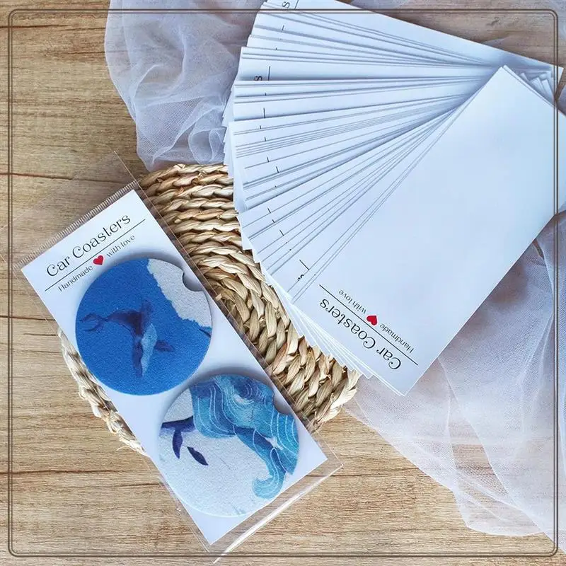 

Reliable-100Pcs Car Coaster Packaging For Selling, Sublimation Car Coasters Cards With 100Pcs Bags, Sublimation Replacement Acce