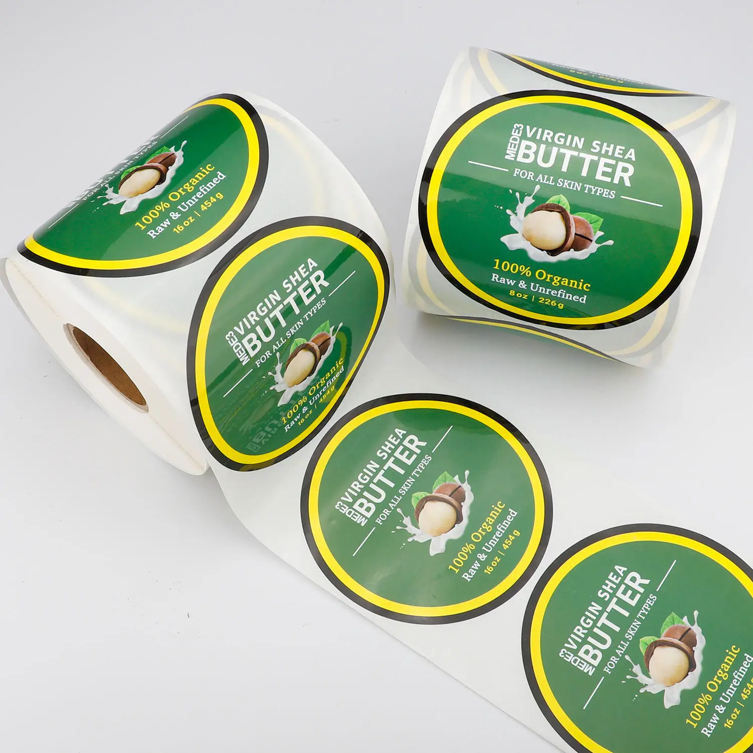Customized Round Waterproof Shea Butter Vinyl Adhesive Stickers Cosmetic Circle Colorful Printed Logo Labels