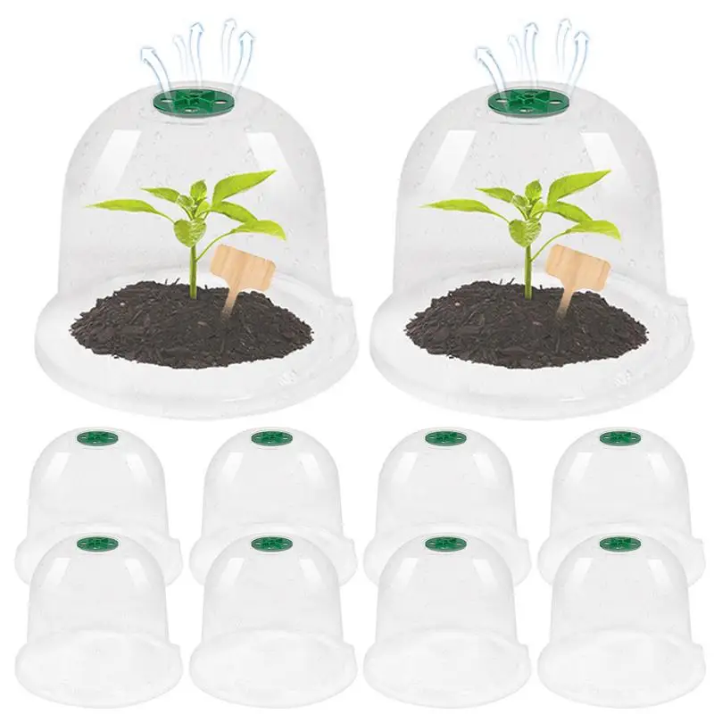 

Plant Humidity Dome 10PCS Plant Nursery Pot Transparent Plastic PET Seed Stater Cups with Cover Humidity Dome Tray For Plants