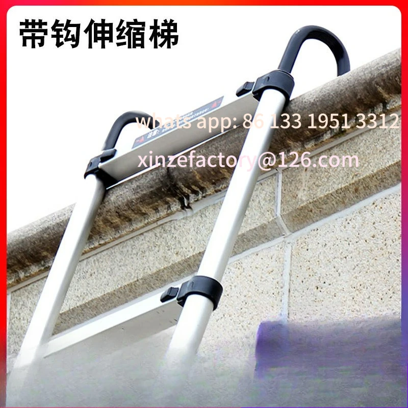 

Customizable ladder Household folding telescopic aluminum alloy loft stairs Thickened engineering type with hook hanging ladder