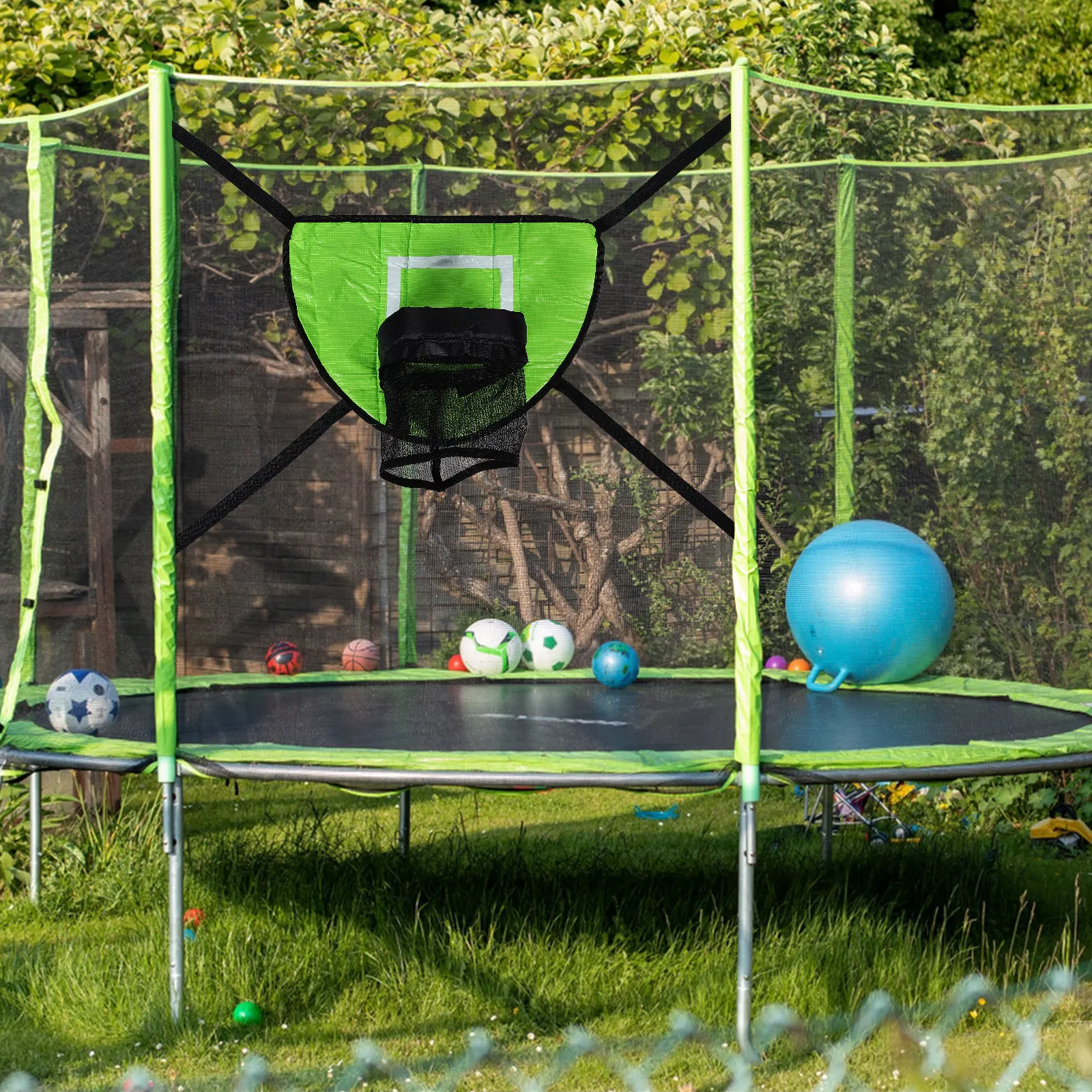 

Foldable Portable Trampoline Basketball Hoop Durable Indoor Basketball Frame Rack Easy Assembly for Trampoline