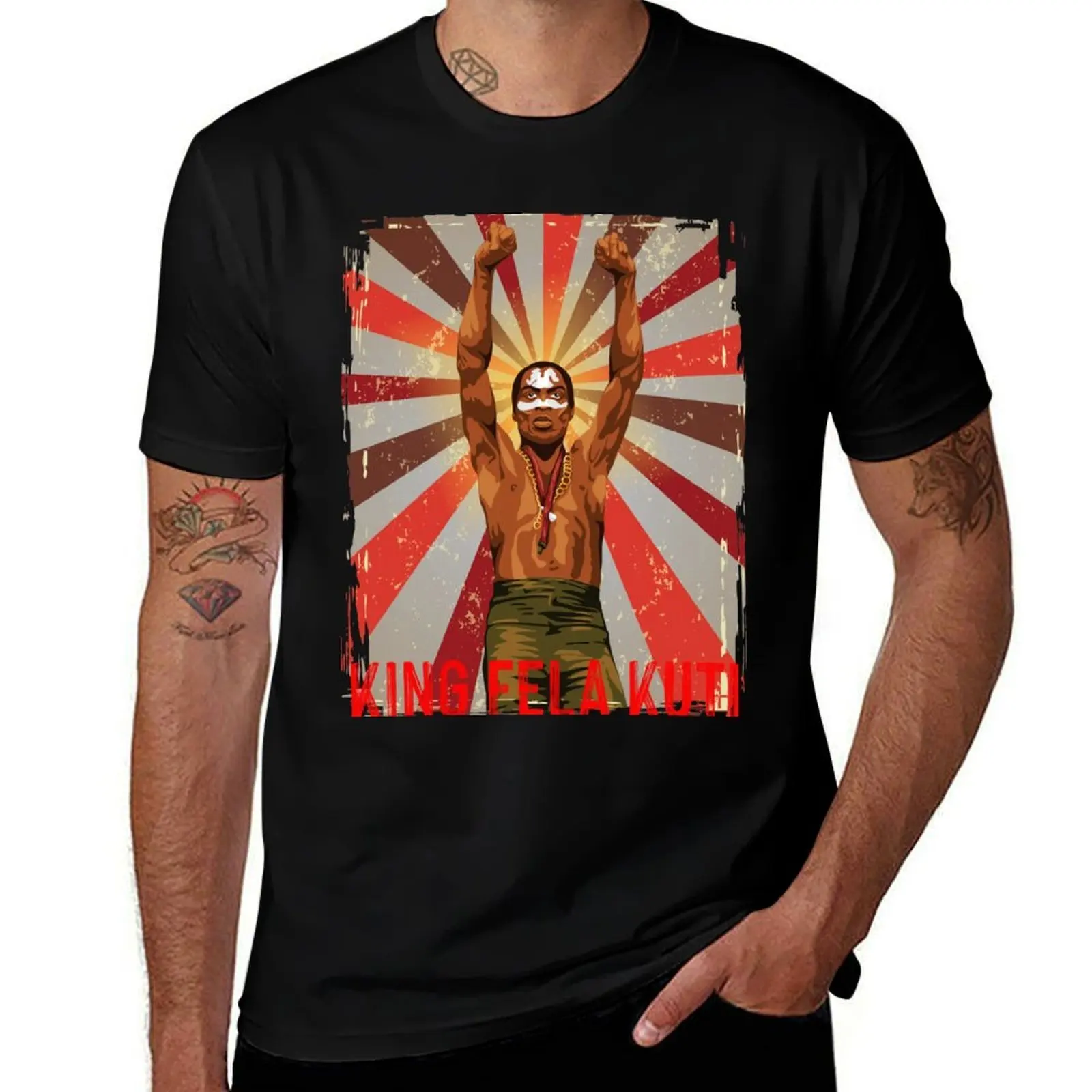 

King Fela Kuti Retro Vintage T-Shirt black cotton t-shirt plain for man package t shirt man casual T-Shirt