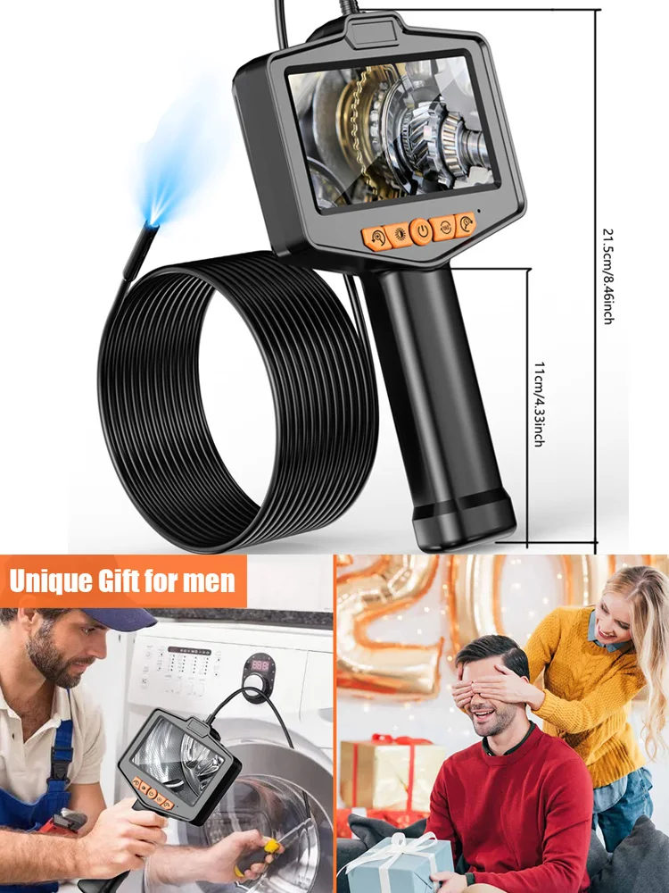 Sewer Camera 1080P HD Industrial Endoscope Borescope 4.3'' Screen 8mm Inspection Snake Camera for Pipe Engine Drain