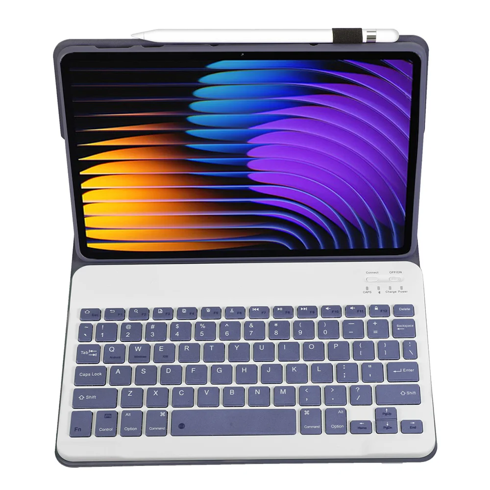 A0N13 para Xiaomi Pad 7 Pro / Pad 7 Couro + TPU Tablet Capa com teclado compatível com Bluetooth - Roxo