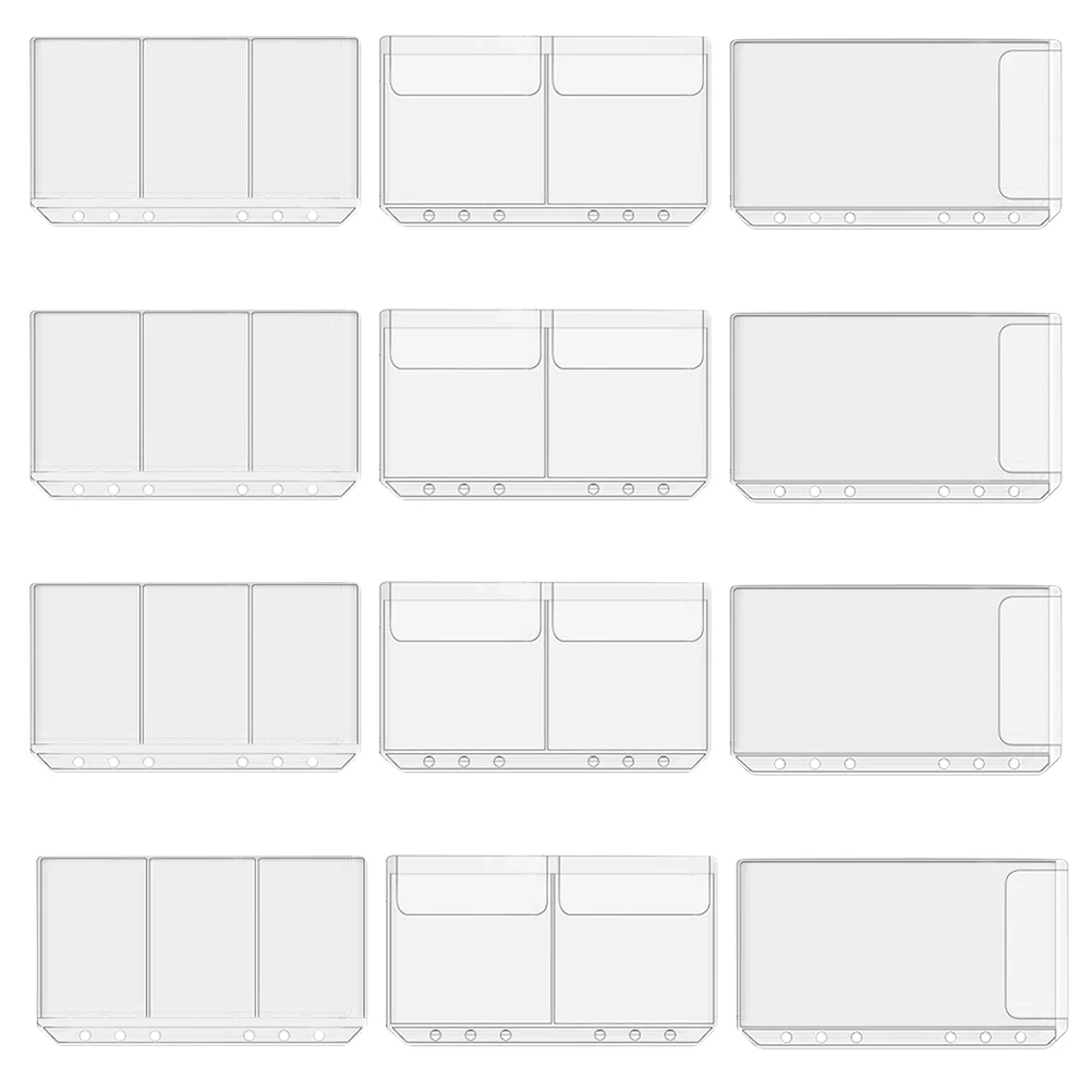 12 Pcs A6 PVC Storage Bags Clear Binder Pockets Loose Leaf Ticket Card Organizer Notebook Folder Reusable Pouches Business Card