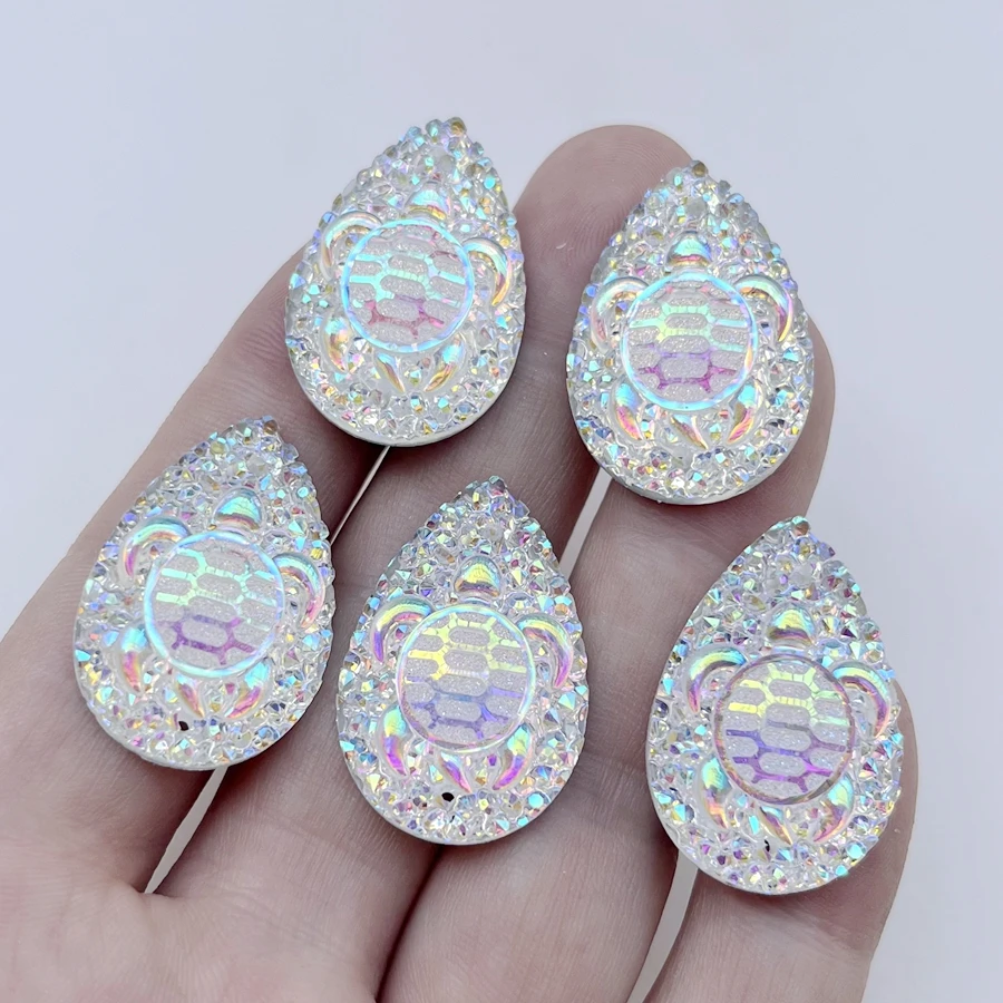 Crystal turtle pattern horse eye drops Rhinestone/resin flat back scrapbook DIY jewelry indigenous earring decoration 10pcs/lot