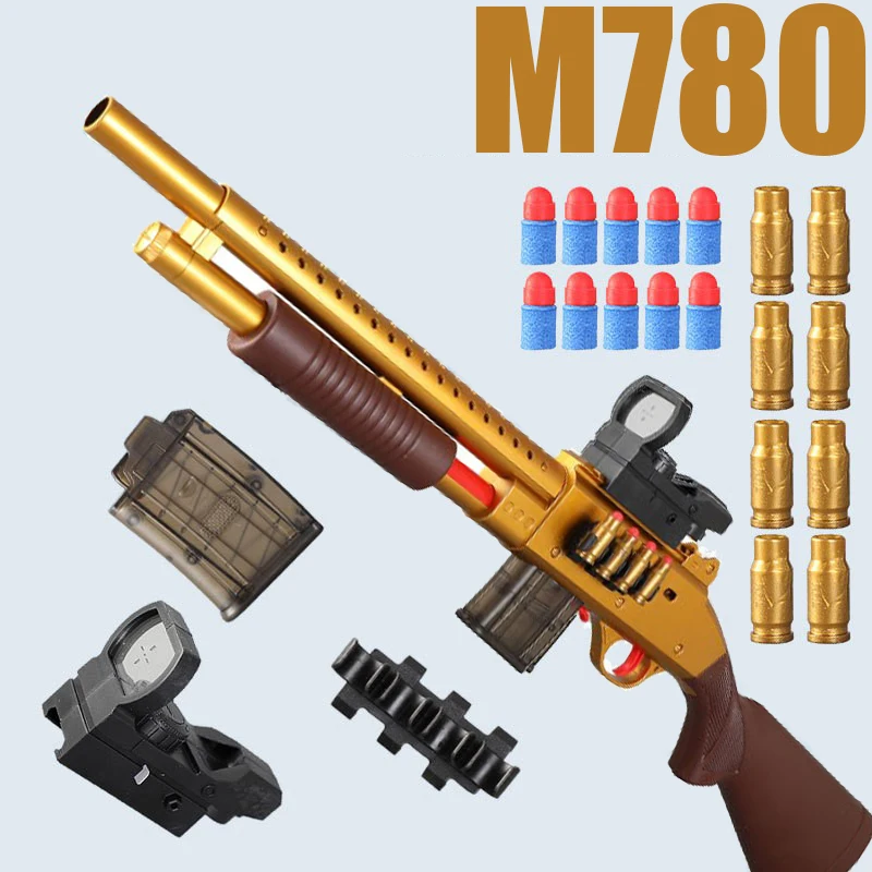 New Model of the Laifu M780 Soft Bullet Shell-Ejecting Toy Gun with Sight, Available in Multiple Options, Suitable as a Holiday Gift or Outdoor Activity Prize